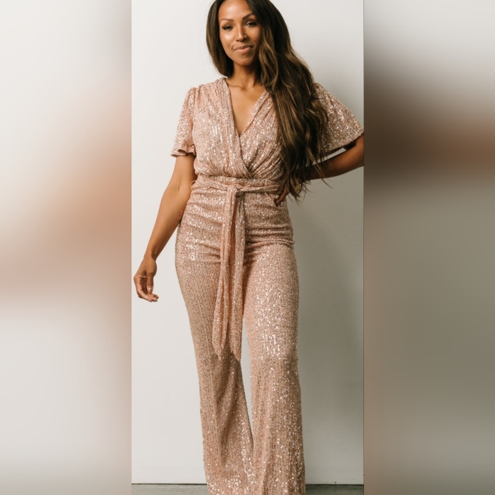 Baltic Born Sequin Champagne Jumpsuit